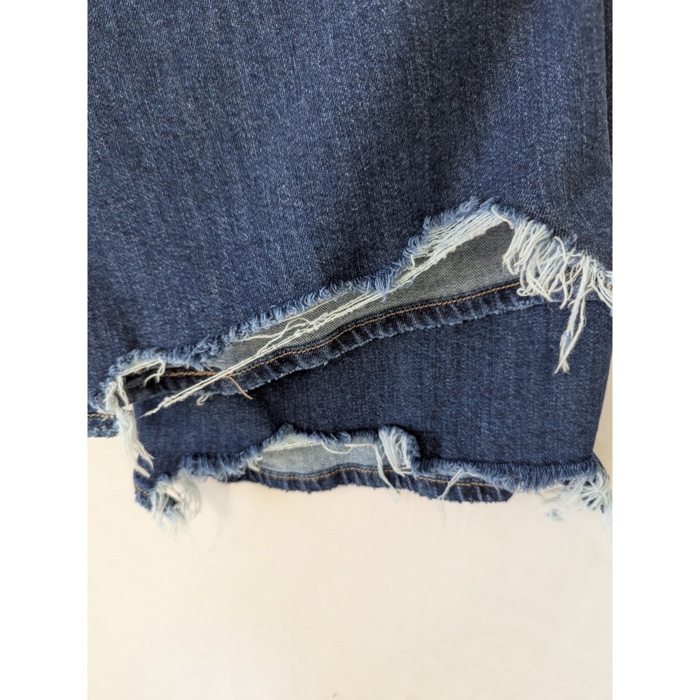 American Eagle Low Rise Baggy Wide Leg Jeans Blue Raw Hem Size 6 Regular Stretch - Picture 4 of 11